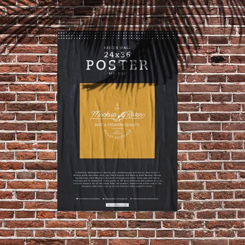 Poster On Brick Wall Mockup Css Author - Mountain Texture Collection - Full HD Quality