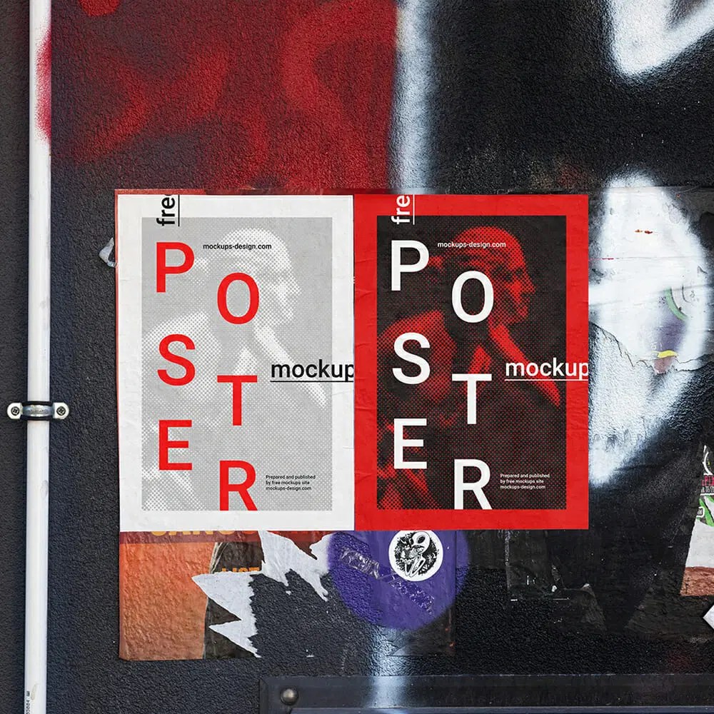 Double Display Stand Poster Mockup Css Author - Premium Gradient Image - Retina