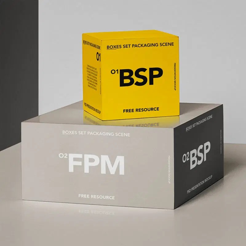 Product Packaging Psd Boxes Mockup Set Css Author - Vintage Textures - High Quality Desktop Collection
