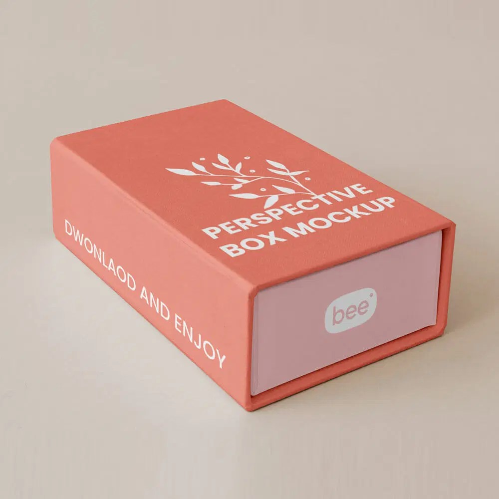 Free Square Perspective Box Mockup Psd - Elegant Ocean Pattern - Retina