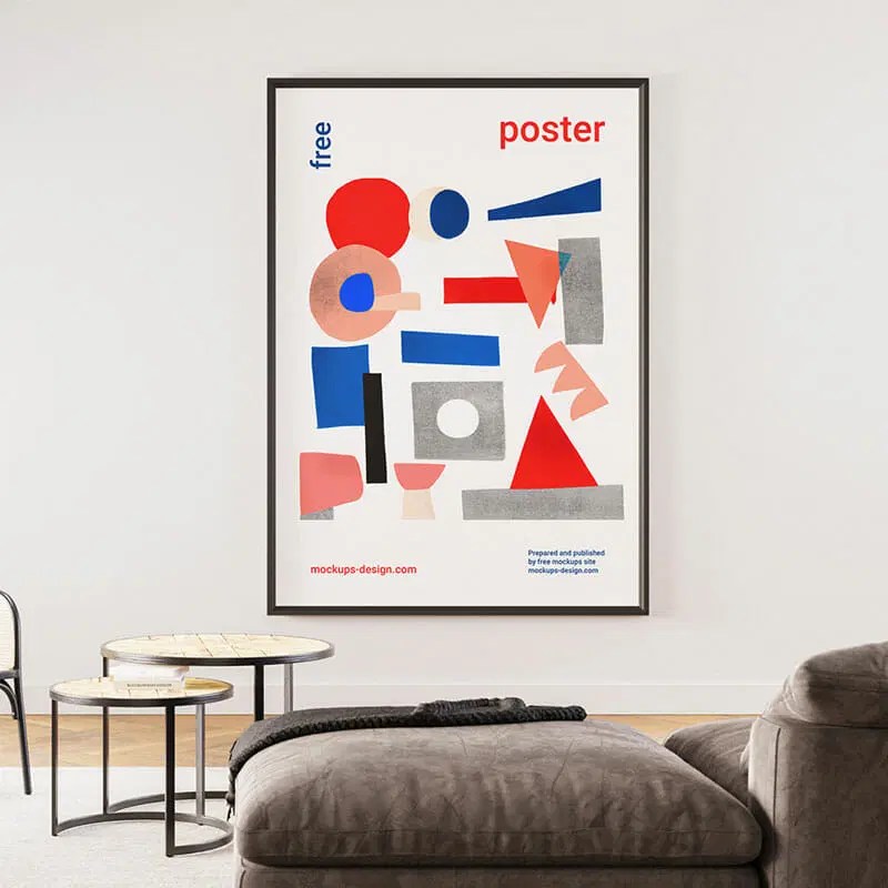 Free Poster In Cozy Room Mockup Psd Css Author - Mobile Geometric Illustrations for Desktop