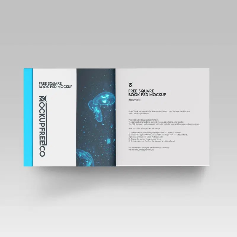 Free Open Square Book Mockup - Professional City Art - 4K