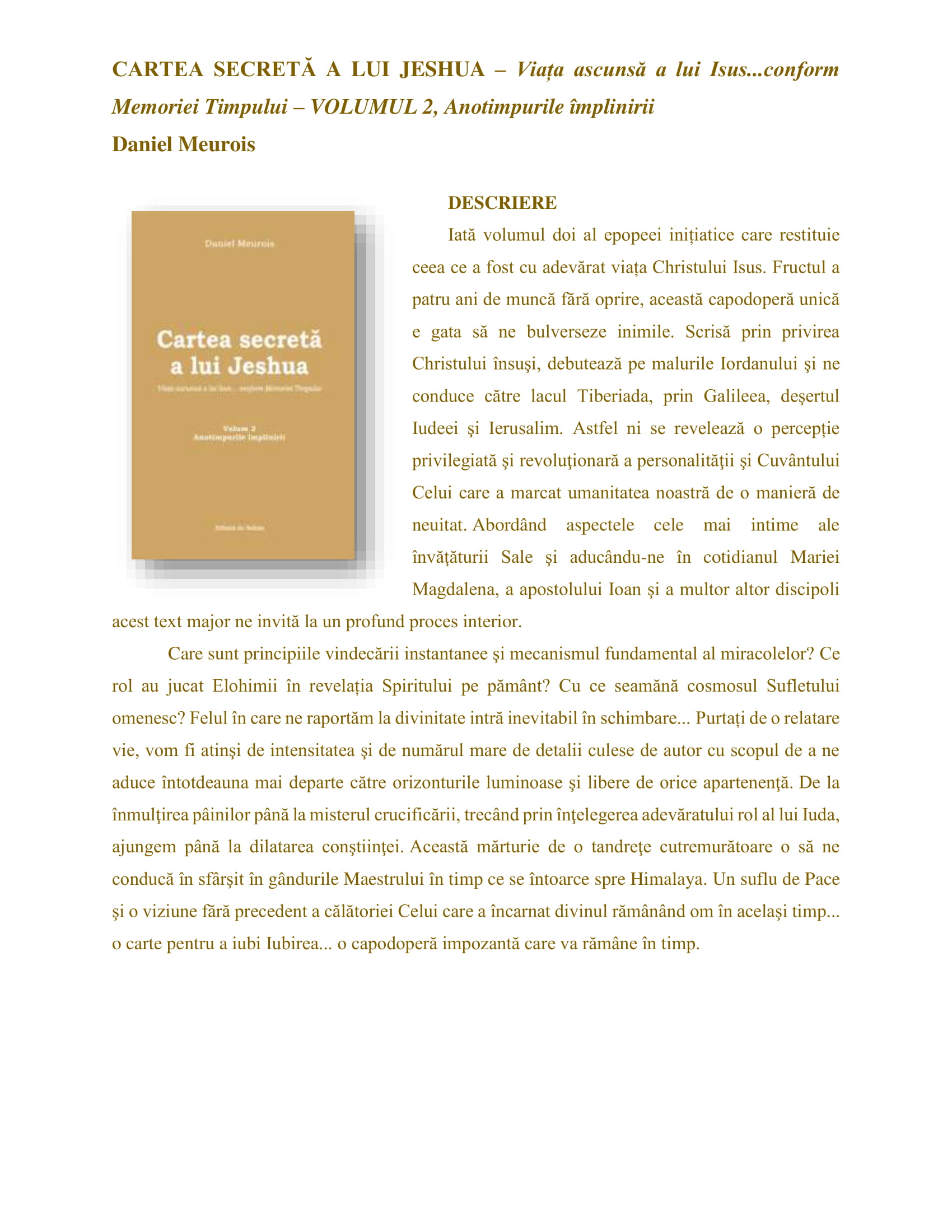 Excursie Intarziere Lucru Cartea Sectreta A Lui Jeshua Daniel Meurois Missingpiecesmovie Com