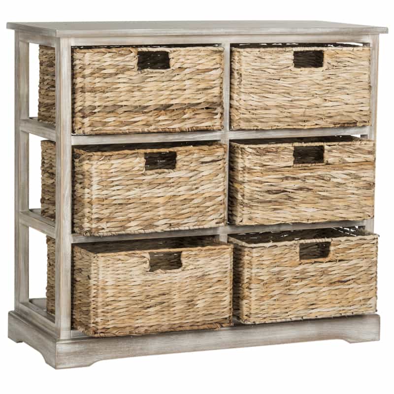 Rectangular Wicker Grey & Buff Rattan Storage Baskets ...