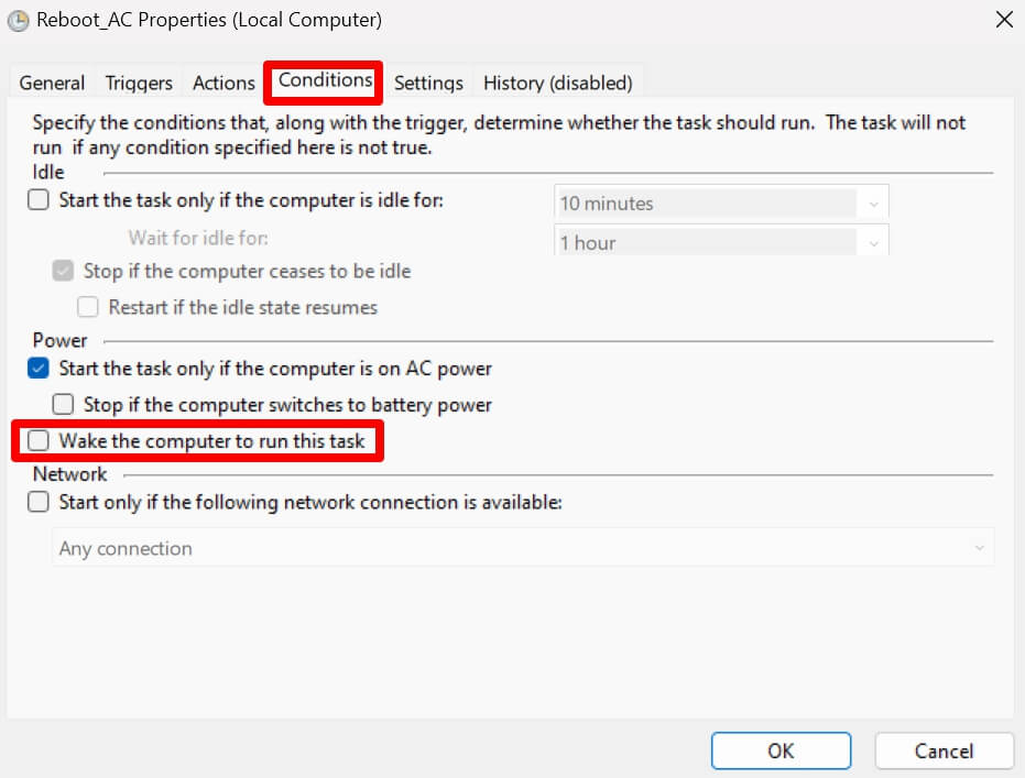 disable computer activation to run this task
