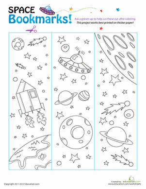 color bookmarks from space worksheet education com