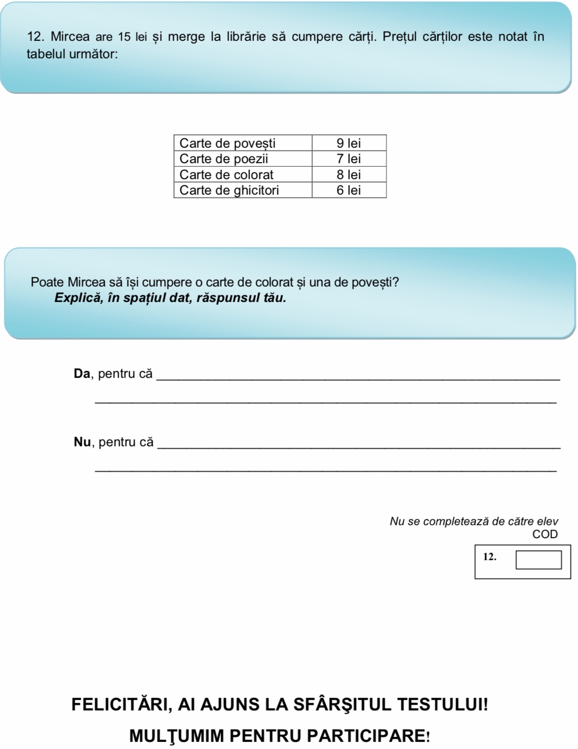 Evaluarea Competen 354 Elor Fundamentale La Finalul