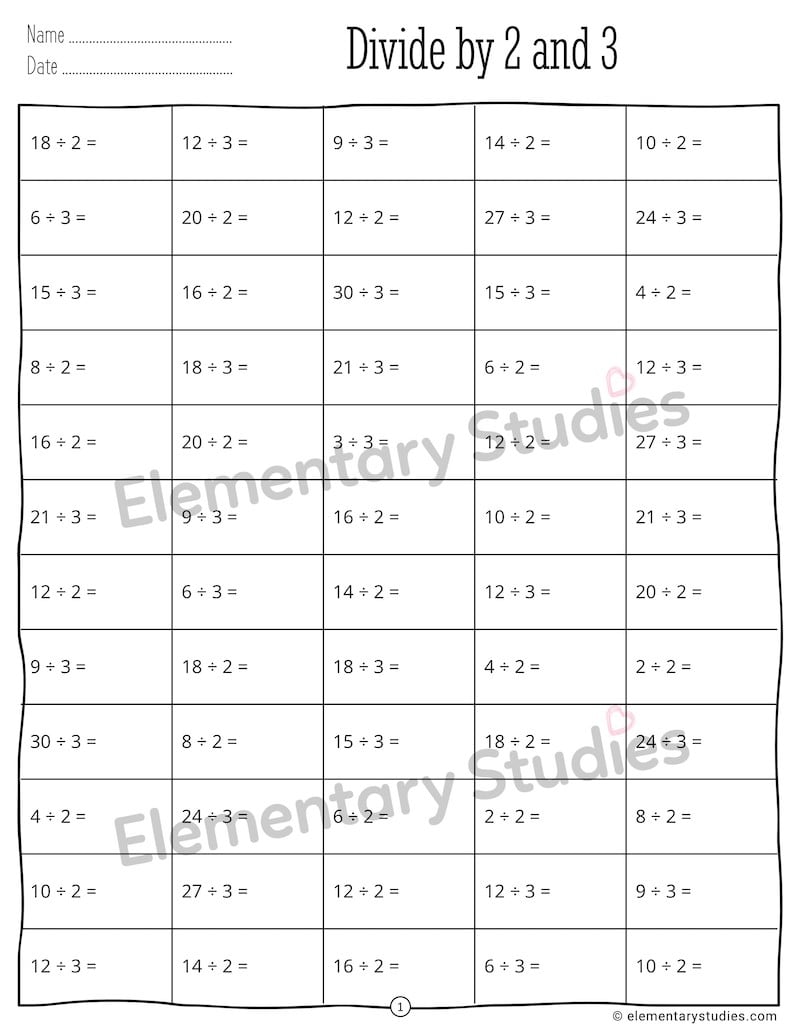 Division fact fluency worksheets