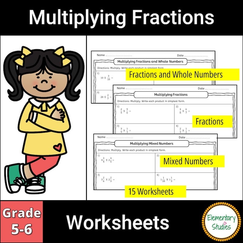 Multiplying fractions worksheets