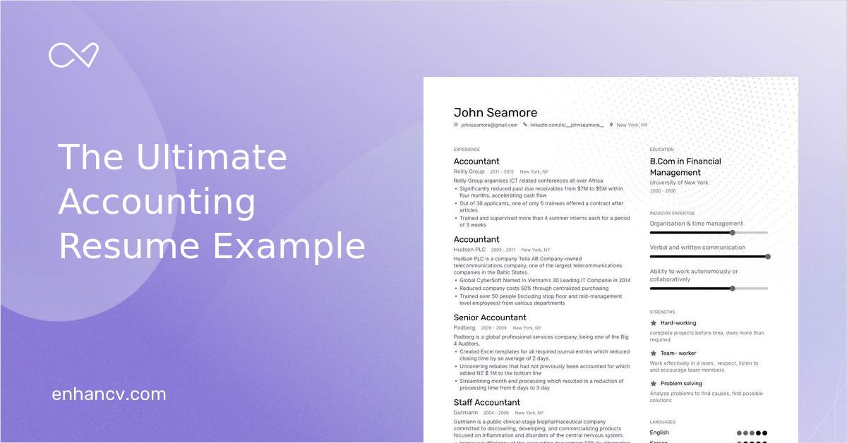 Your resume speaks volumes about you, notes v. Accounting Resume Samples A Step By Step Guide For 2022 Enhancv Com