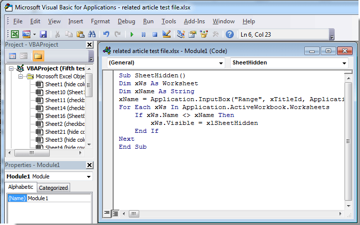 how to hide all worksheets except but the specified or active one in excel