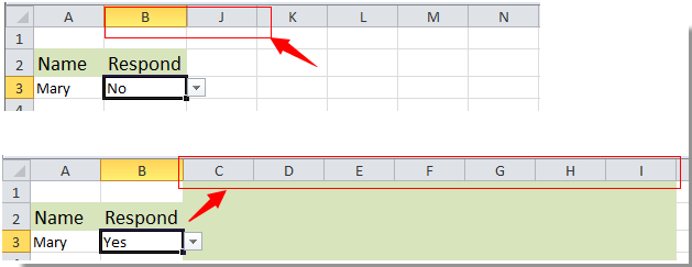 Bagaimana cara menyembunyikan atau menampilkan kolom berdasarkan pilihan  daftar drop down di Excel?