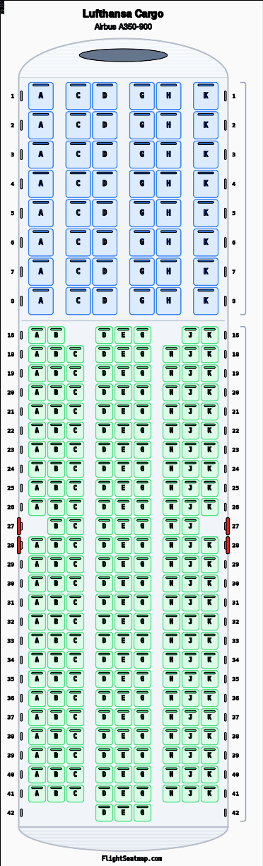 LH412 Seat Map Lufthansa Cargo Munich To Newark Airbus A350 900 Lufthansa Cargo 359 