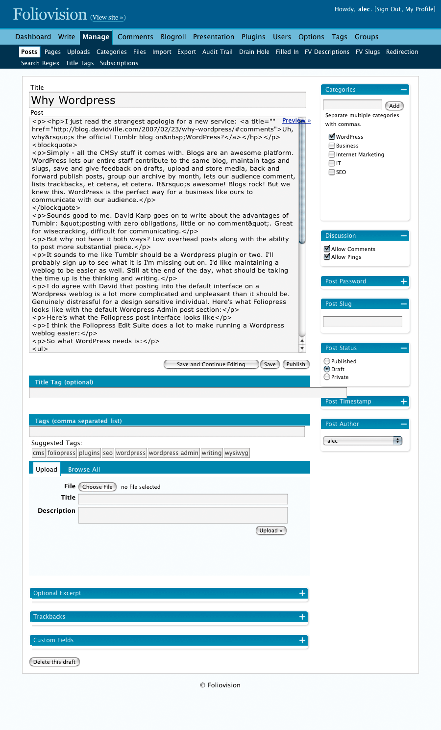 // queue first post $author_id = get_the_author_meta('id'); Why WordPress? - the Tumblr Question