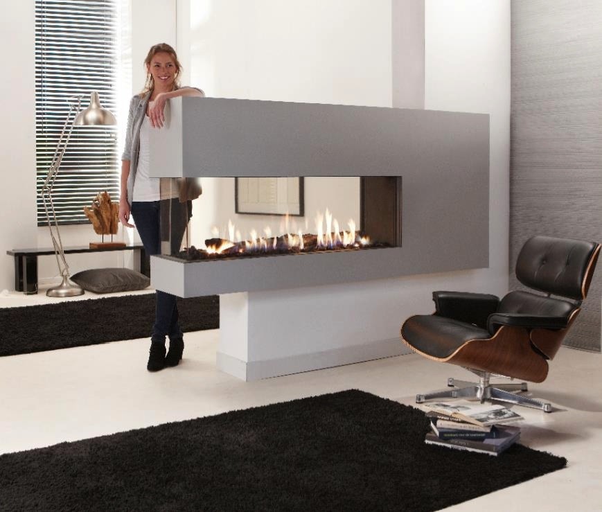 Gas Fireplace Kalfire Prestige Gp115 55s Bespoke Fireplace Designs Contemporary Closed Hearth 3 Sided