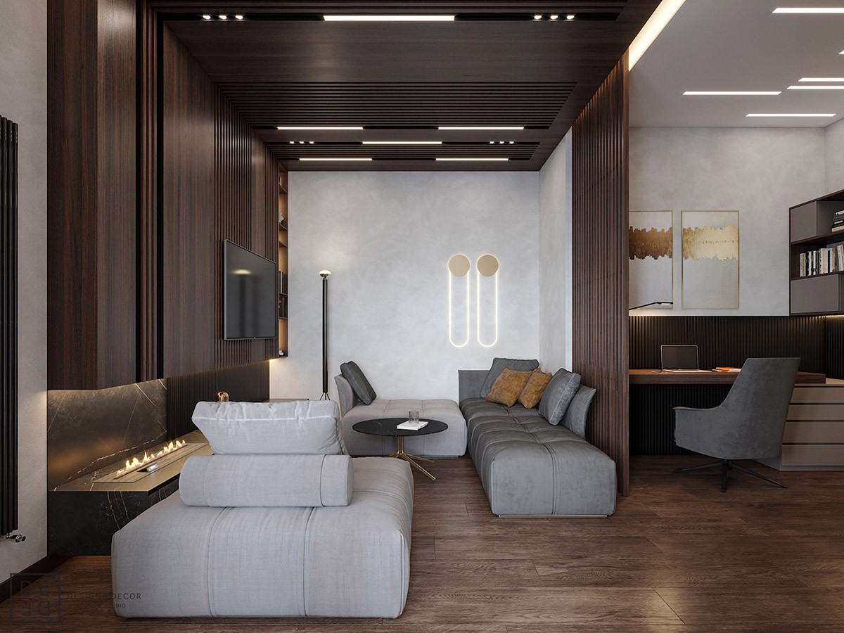 Luxurious Interior With Wood Slat Walls