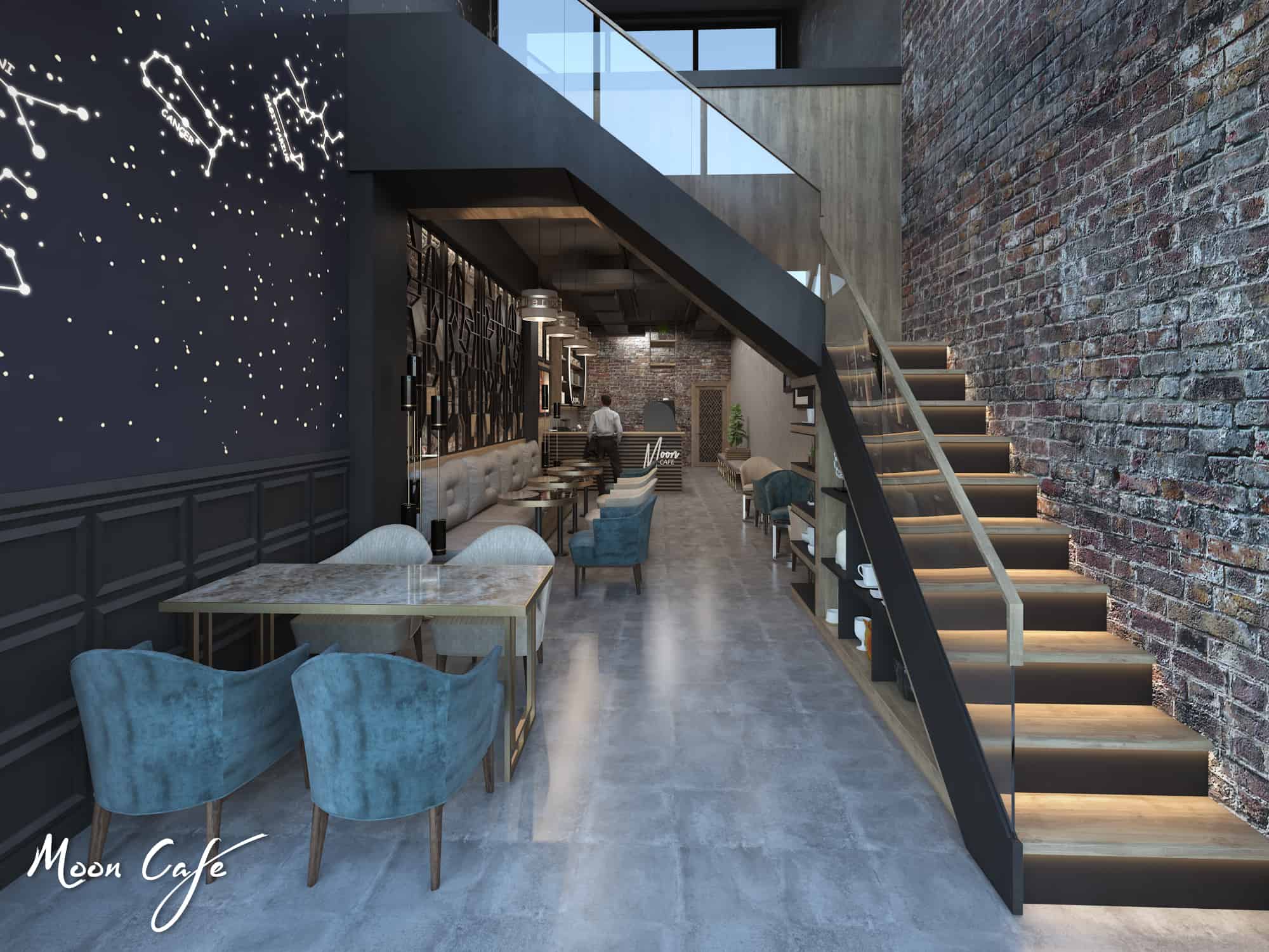 Moon Cafe Interior Designio - Download Creative Nature Pattern | HD