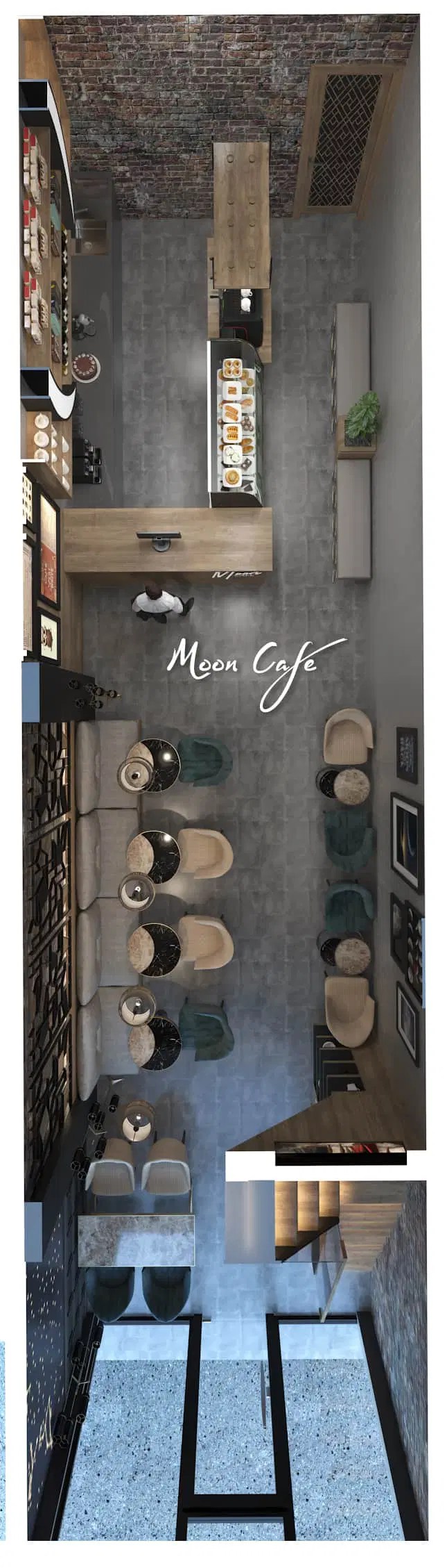 Moon Cafe Interior Designio - Dark Wallpaper Collection - 4K Quality