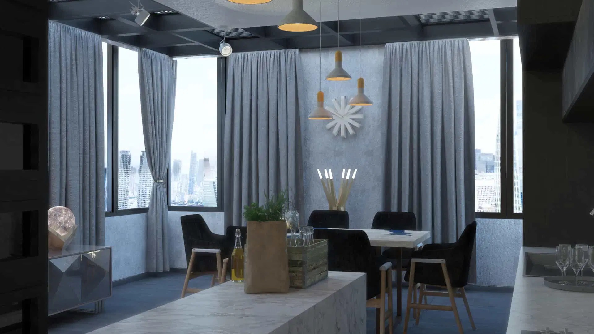 Modern Studio Interior Designio - Dark Backgrounds - Professional Mobile Collection