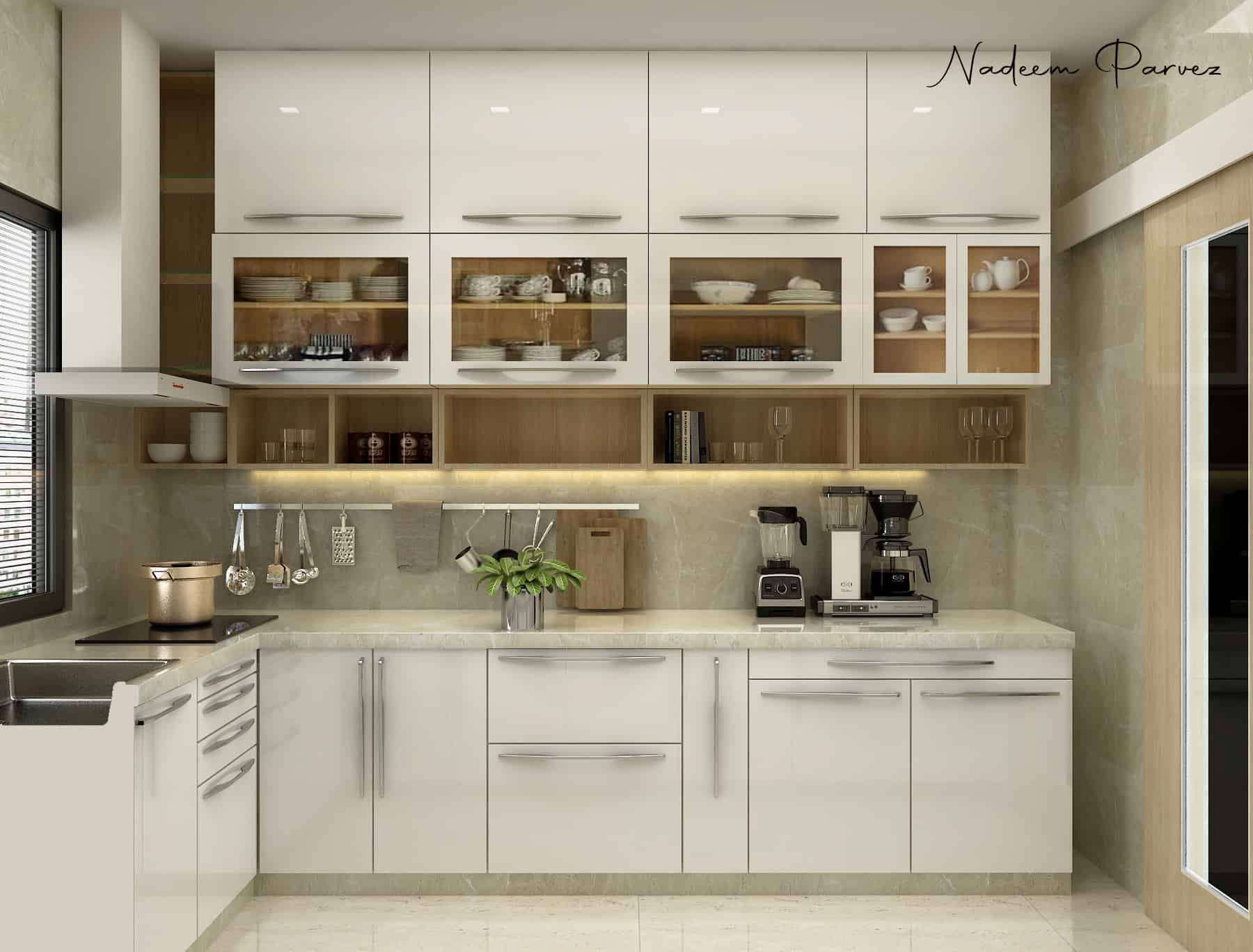 Modern Modular Kitchen With Breakfast Table - Premium Ocean Design Gallery - Ultra HD