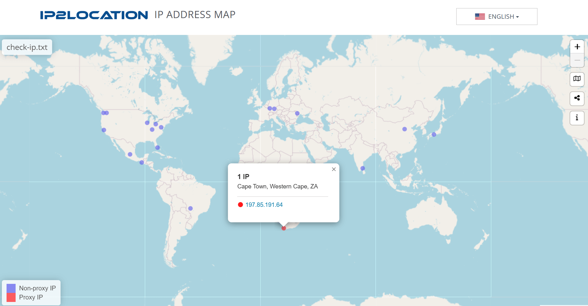 IP2Proxy Batch Service Screenshot Ipx Batch Map 