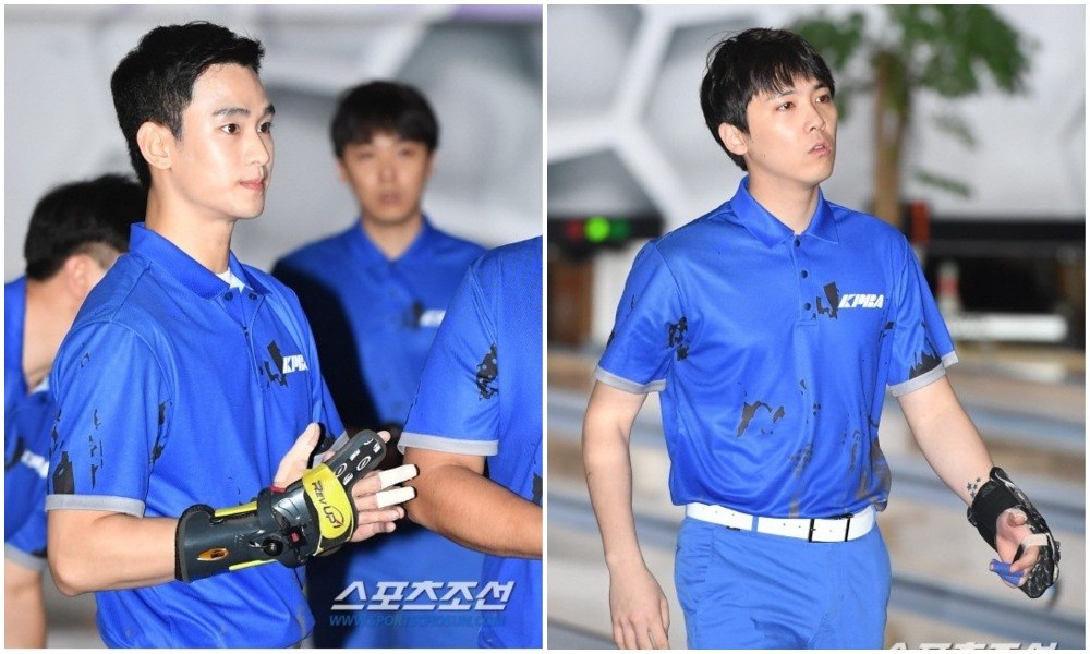 Kim Soo Hyun and Lee Hong Ki bowling / Sports Chosun