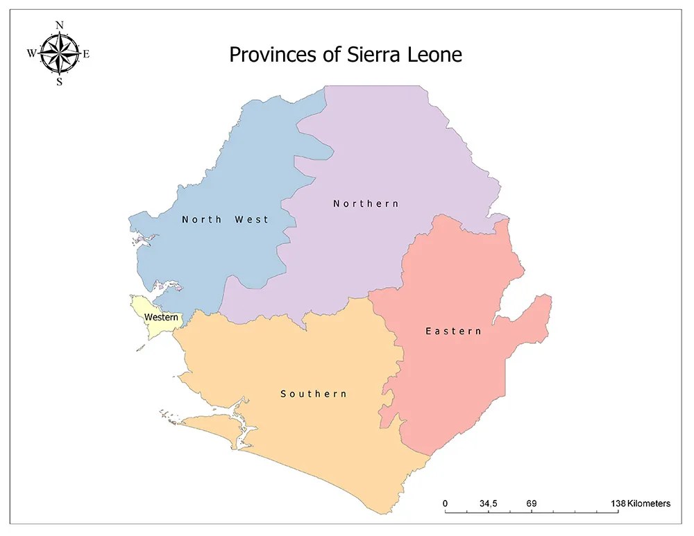 Sierra Leone Provinces And Districts Mappr