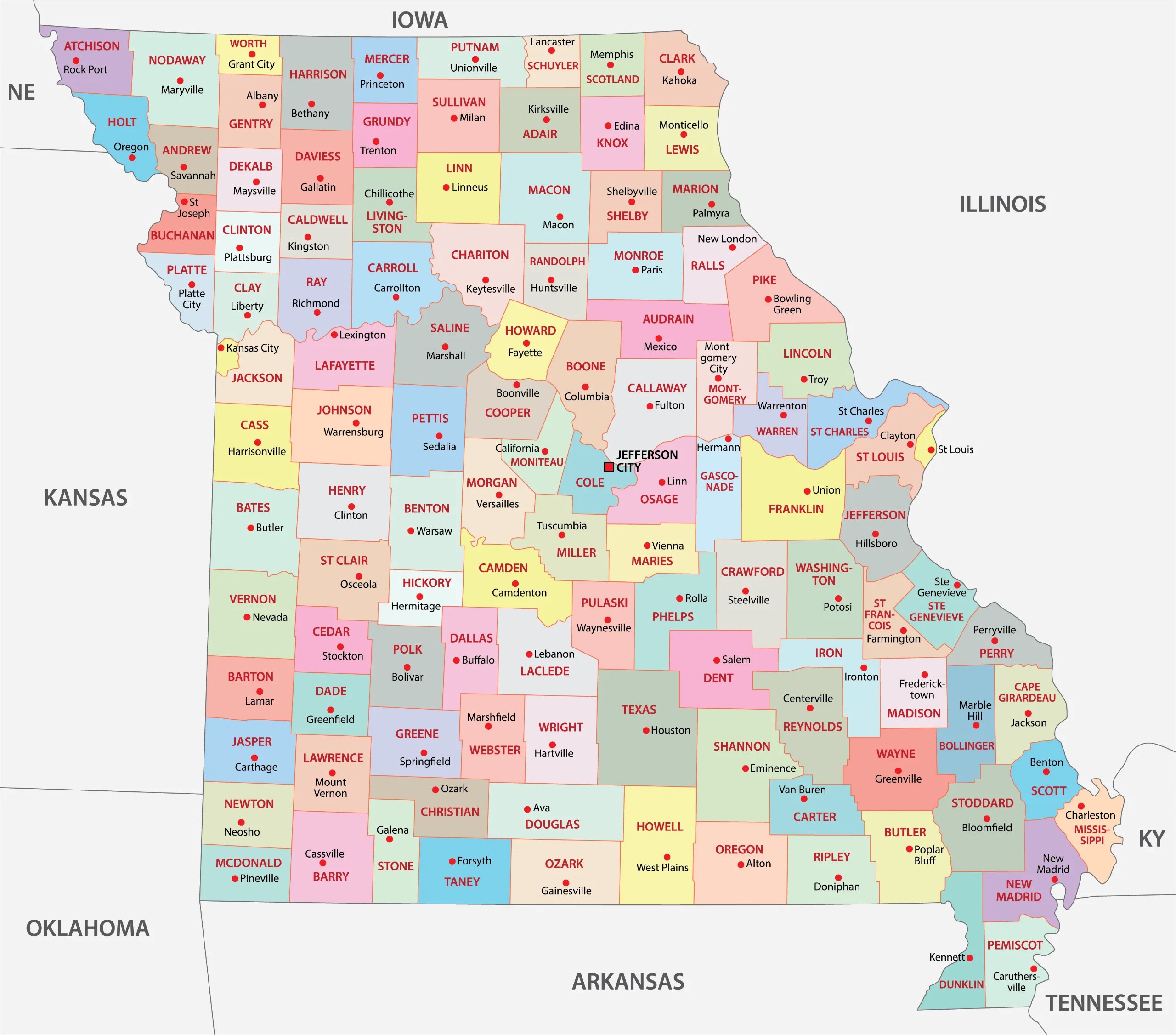 Missouri Counties Map Mappr Missouri County Map 