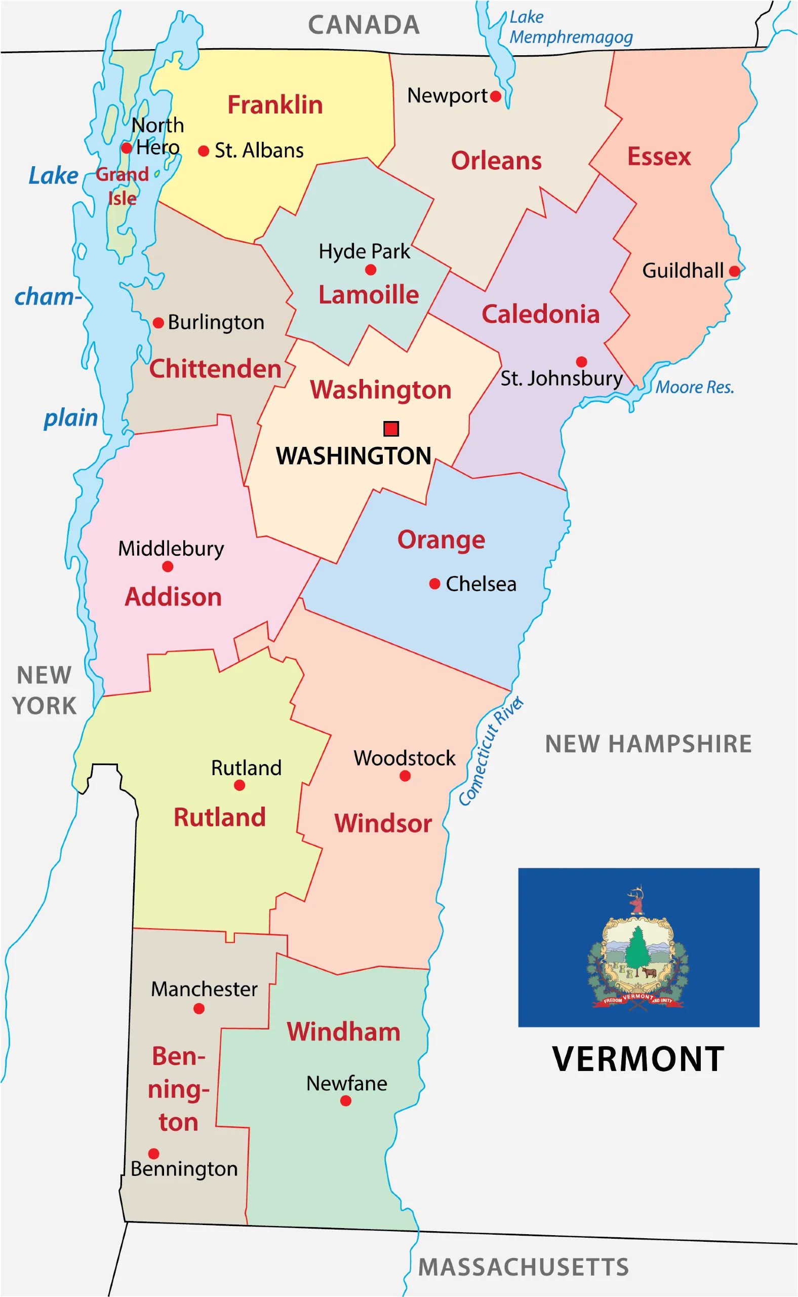 Where Is Vermont On A US Map Exactly Vermont County Map 