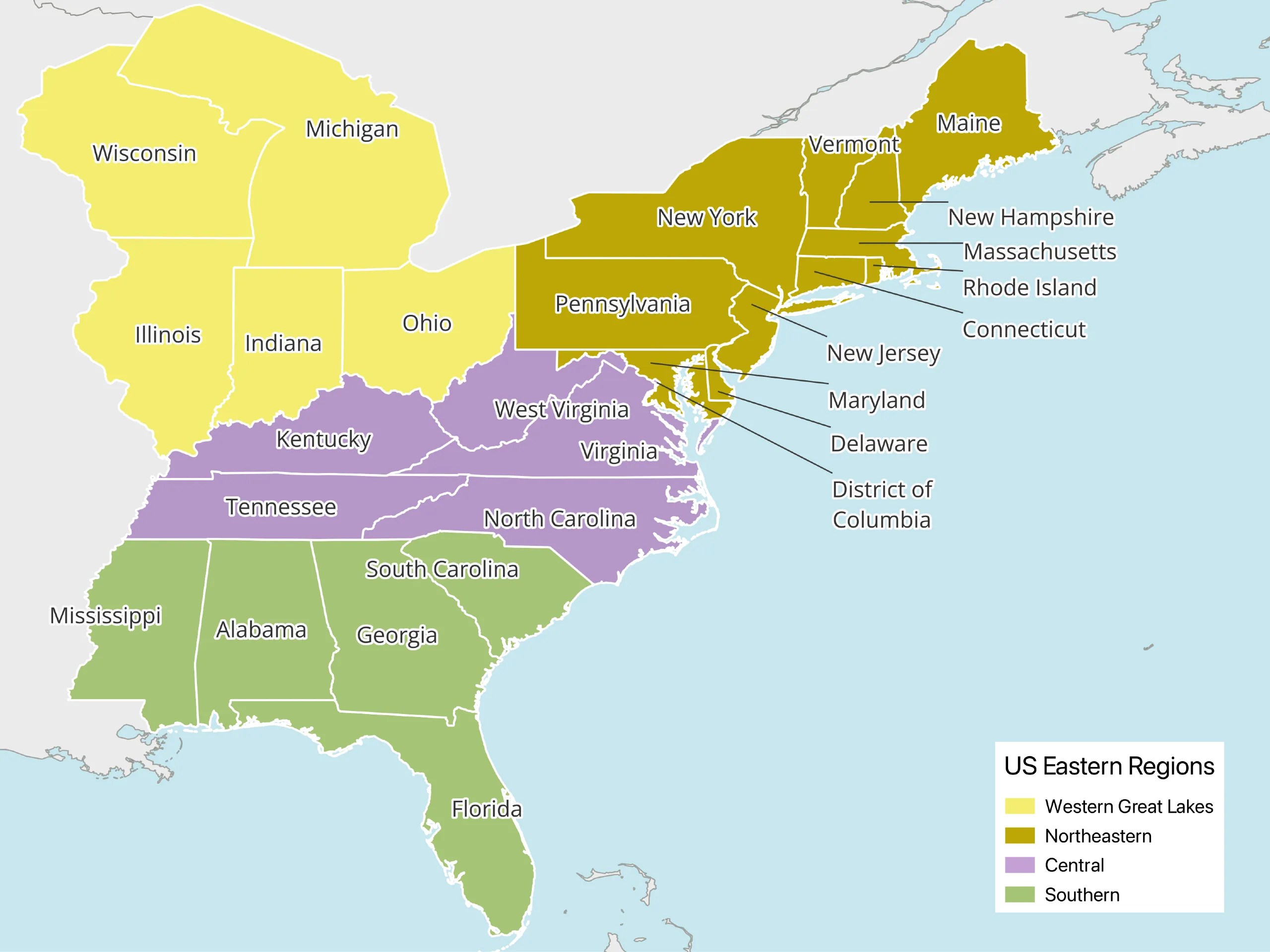 East United States Map Mappr Us Eastern States 