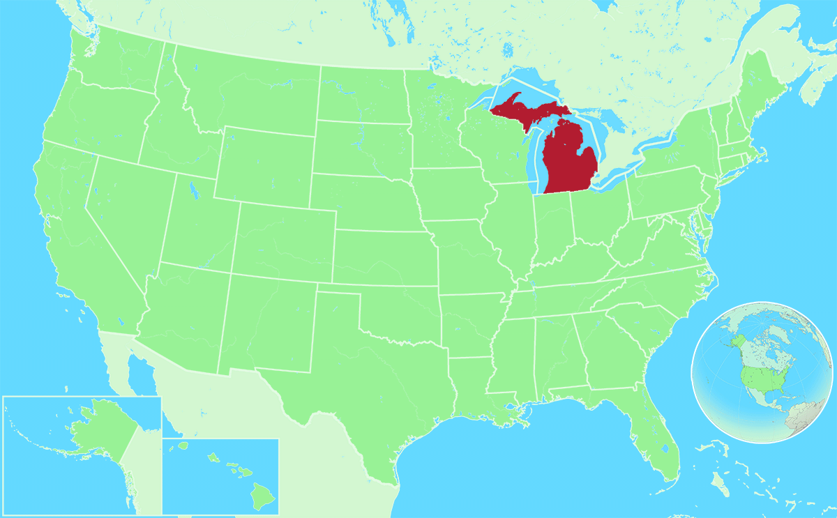 Michigan Geographic Facts Maps MapSof Net Michigan Locator Map Image 136389 