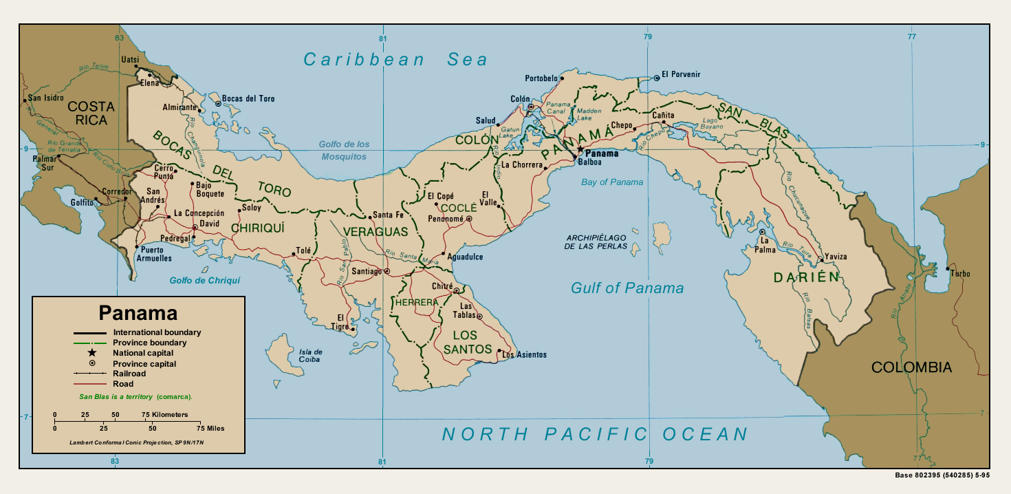 Panama Political Map MapSof Net Panama Political Map 