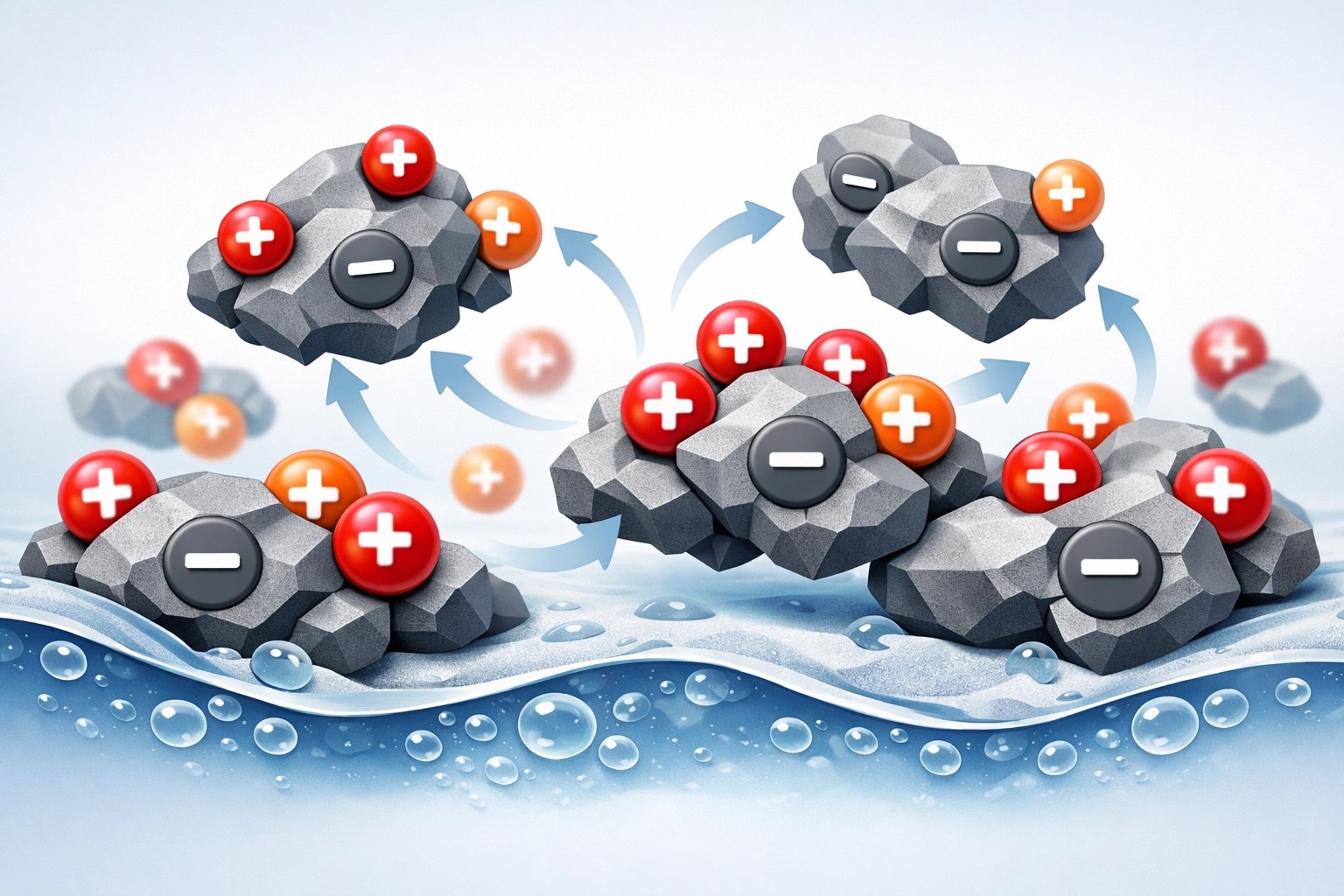 Bentonite clay molecules binding to toxins illustration showing detoxification process