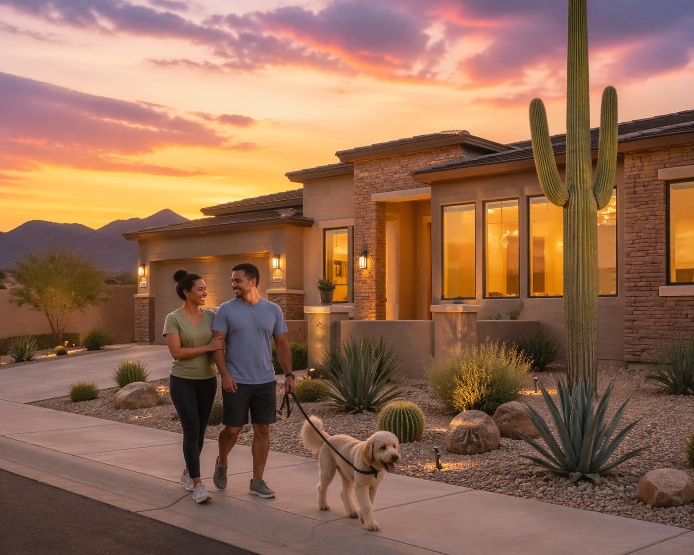 Modern desert-ranch home in a quiet Casa Grande neighborhood, illustrating affordable AZ home prices.