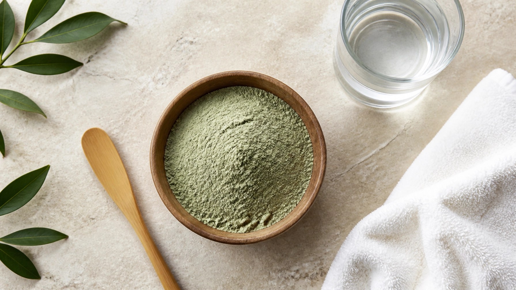 Natural wellness flat lay with green clay