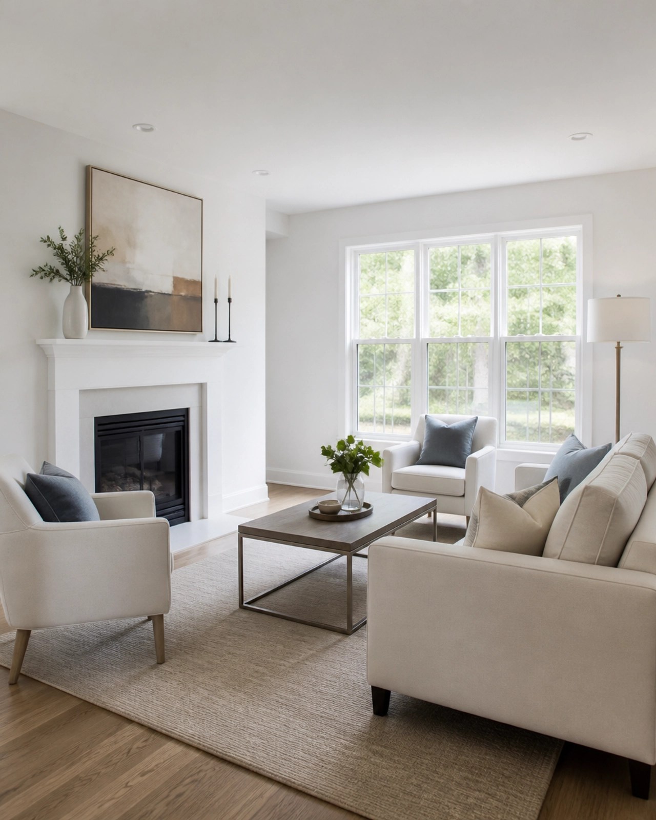 Clean, neutral, professionally staged living room