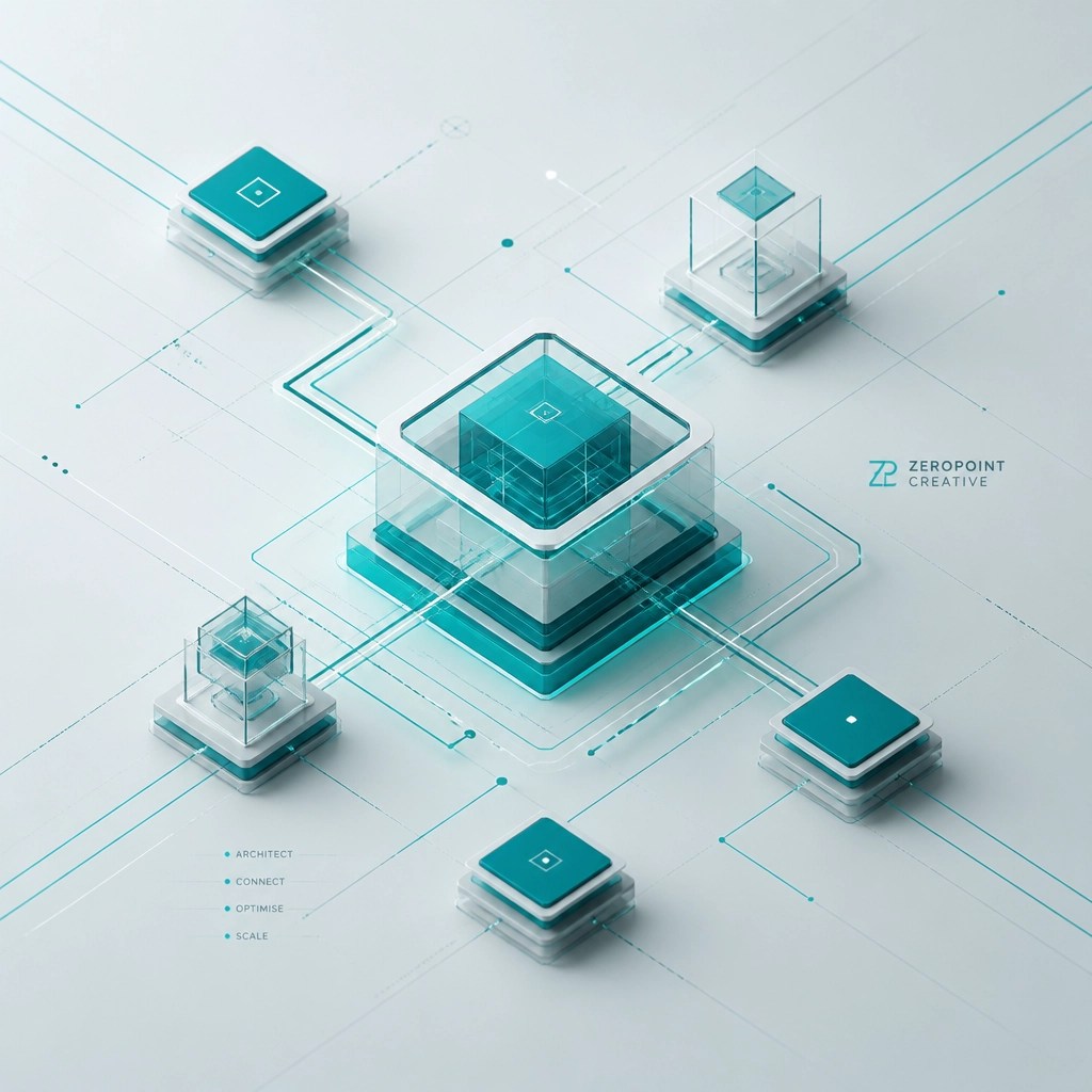 A conceptual architectural representation of a digital system, reflecting clinical precision and engineered structure.