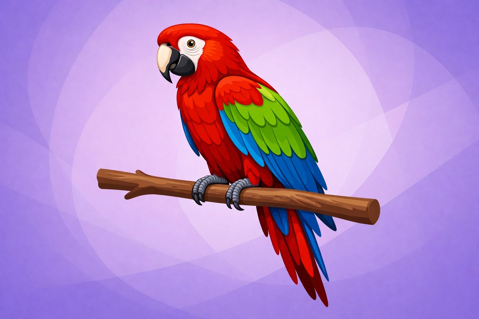 Vibrant parrot illustration for compassionate avian and urgent vet care in Richmond and Burlington.