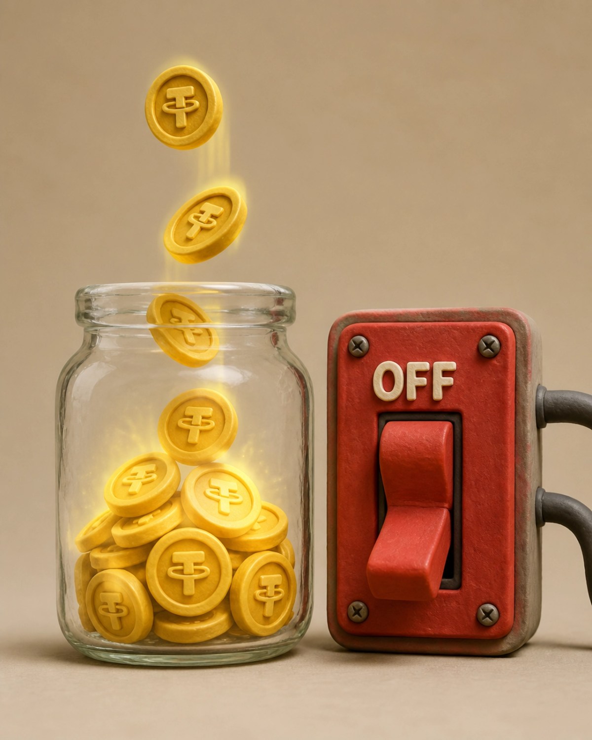 A coin jar filling with tokens next to a circuit breaker
