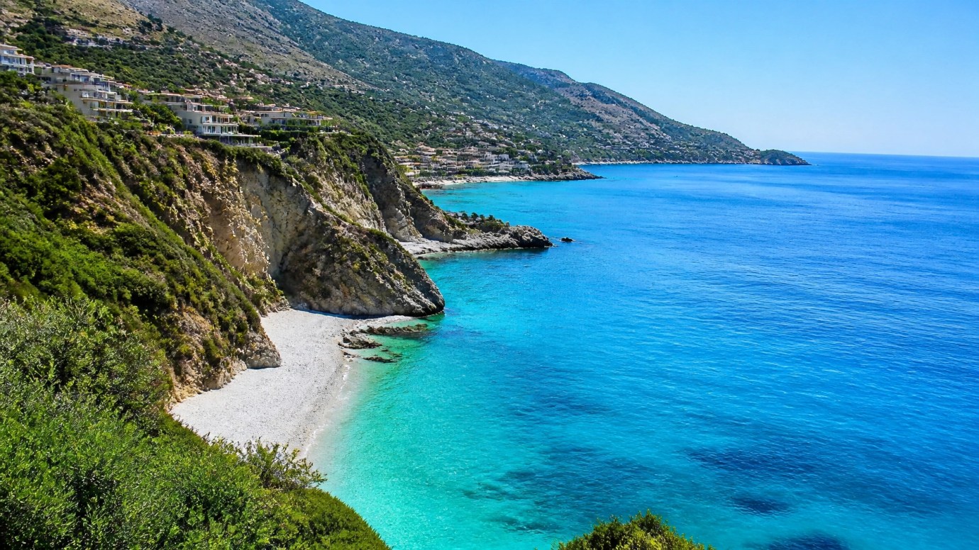 A dramatic coastal view of Himarë in Albania