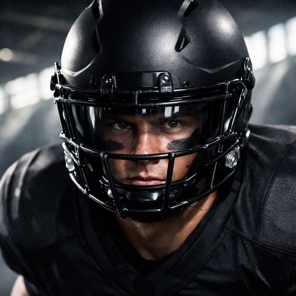High school football player in black gear preparing for elite training at iDareU Academy.