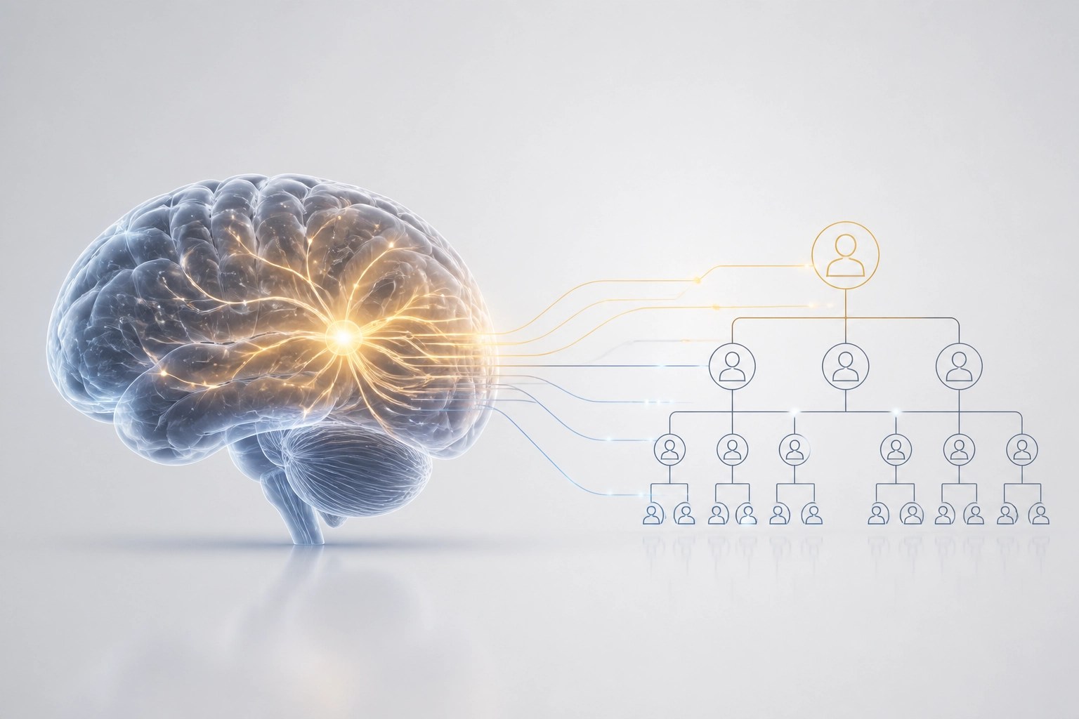 Neuroscience-based leadership alignment showing neural pathways connecting to organizational structures