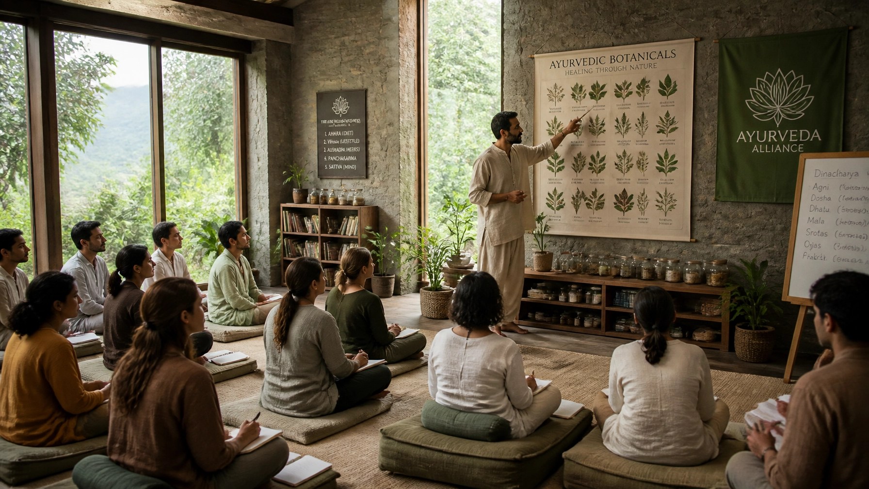 A wide-angle view of an educational workshop, demonstrating the communal pursuit of wisdom and professional growth.