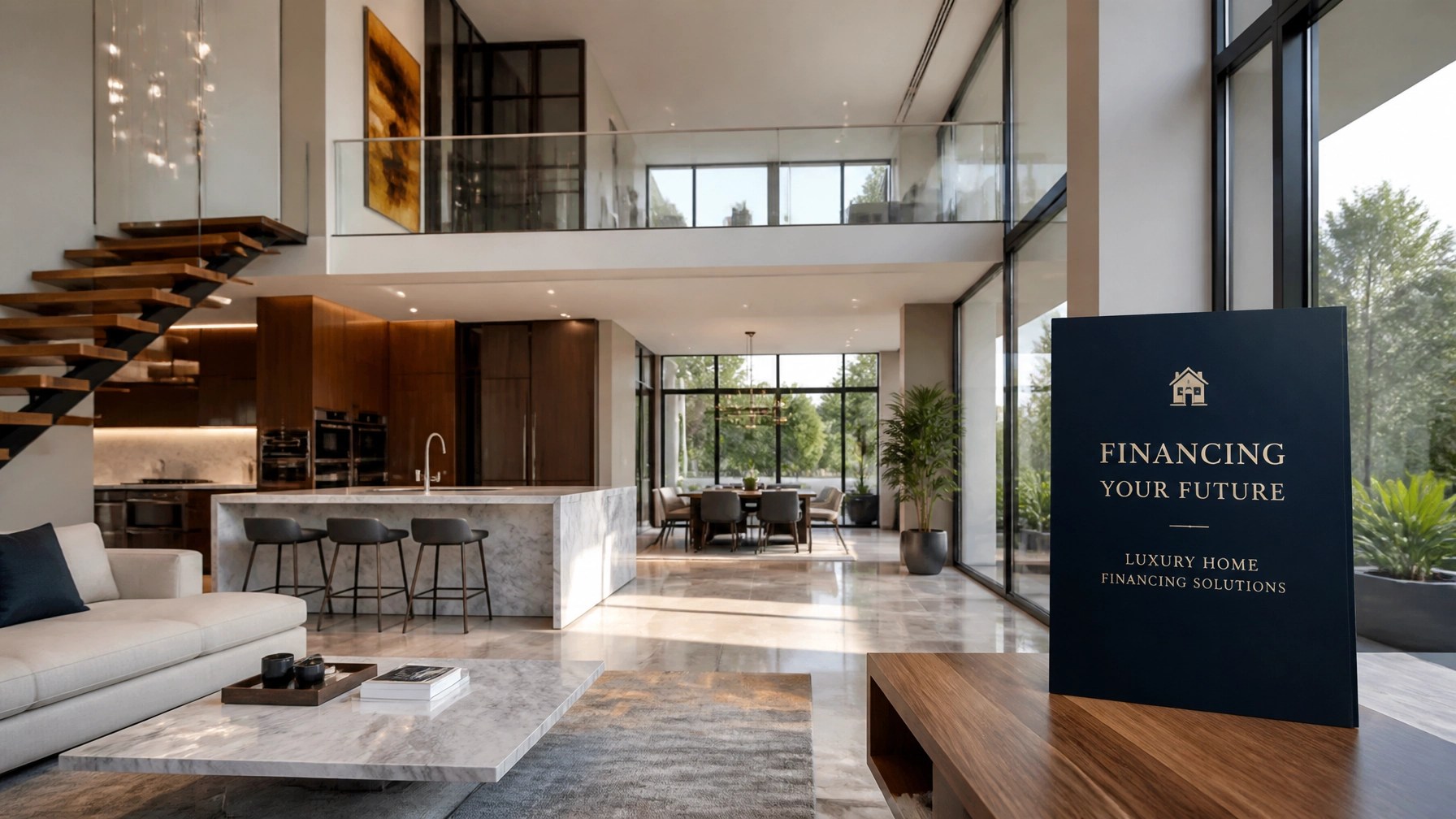 Sophisticated modern luxury home interior with natural light and clean minimalist architecture