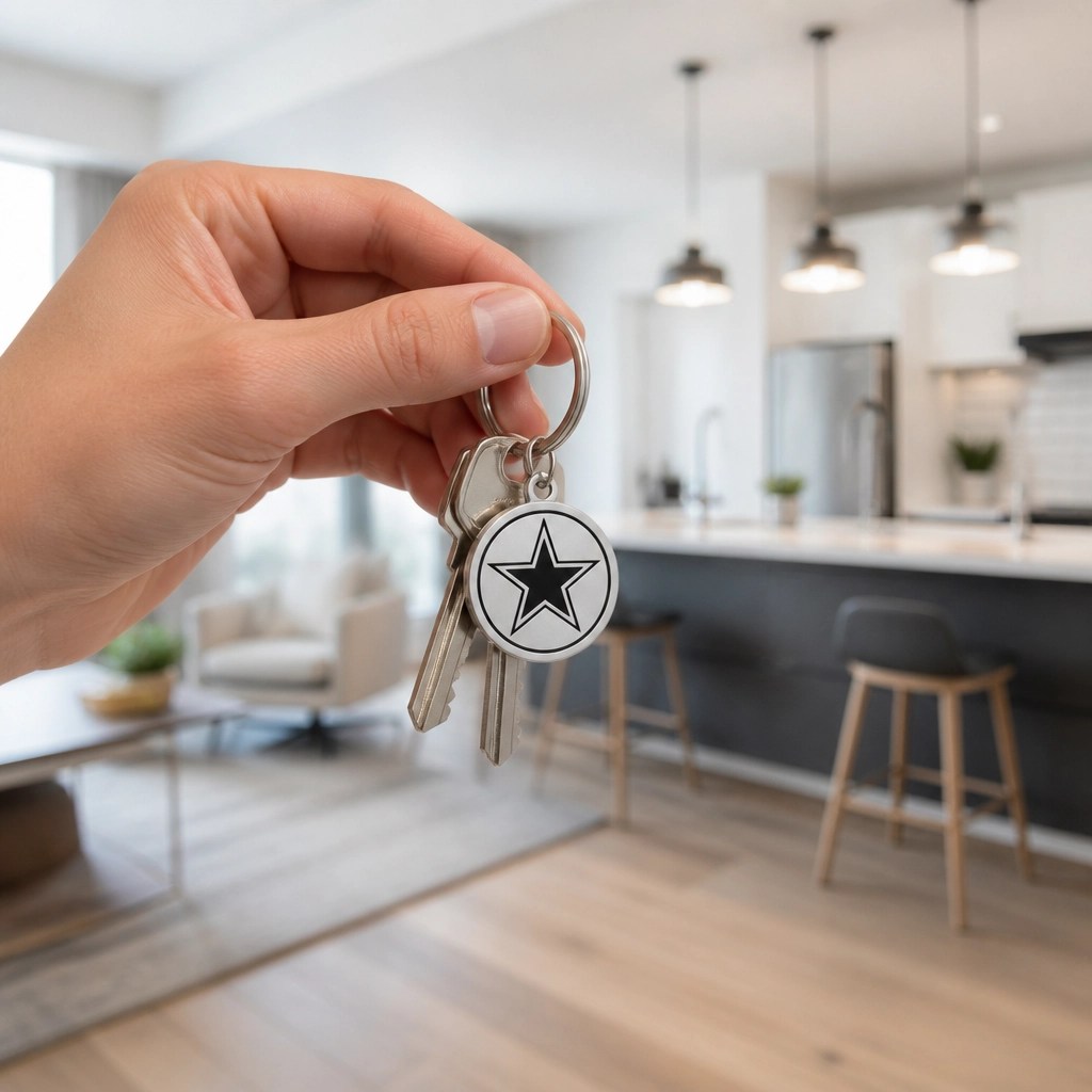 Close up of keys to a Texas rental property.