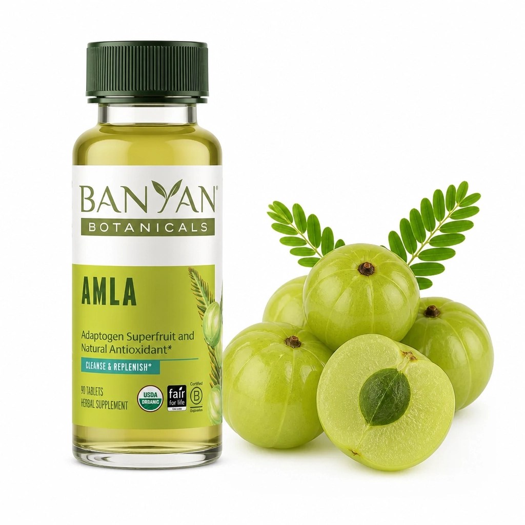 Aceite de amla y frutos frescos para el cuidado natural del cabello