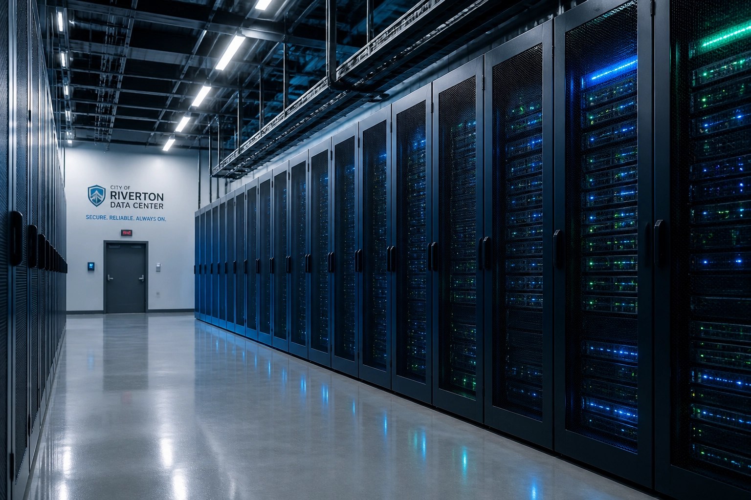 Secure off-site data center in Kentucky providing redundant cloud storage for local government IT services.