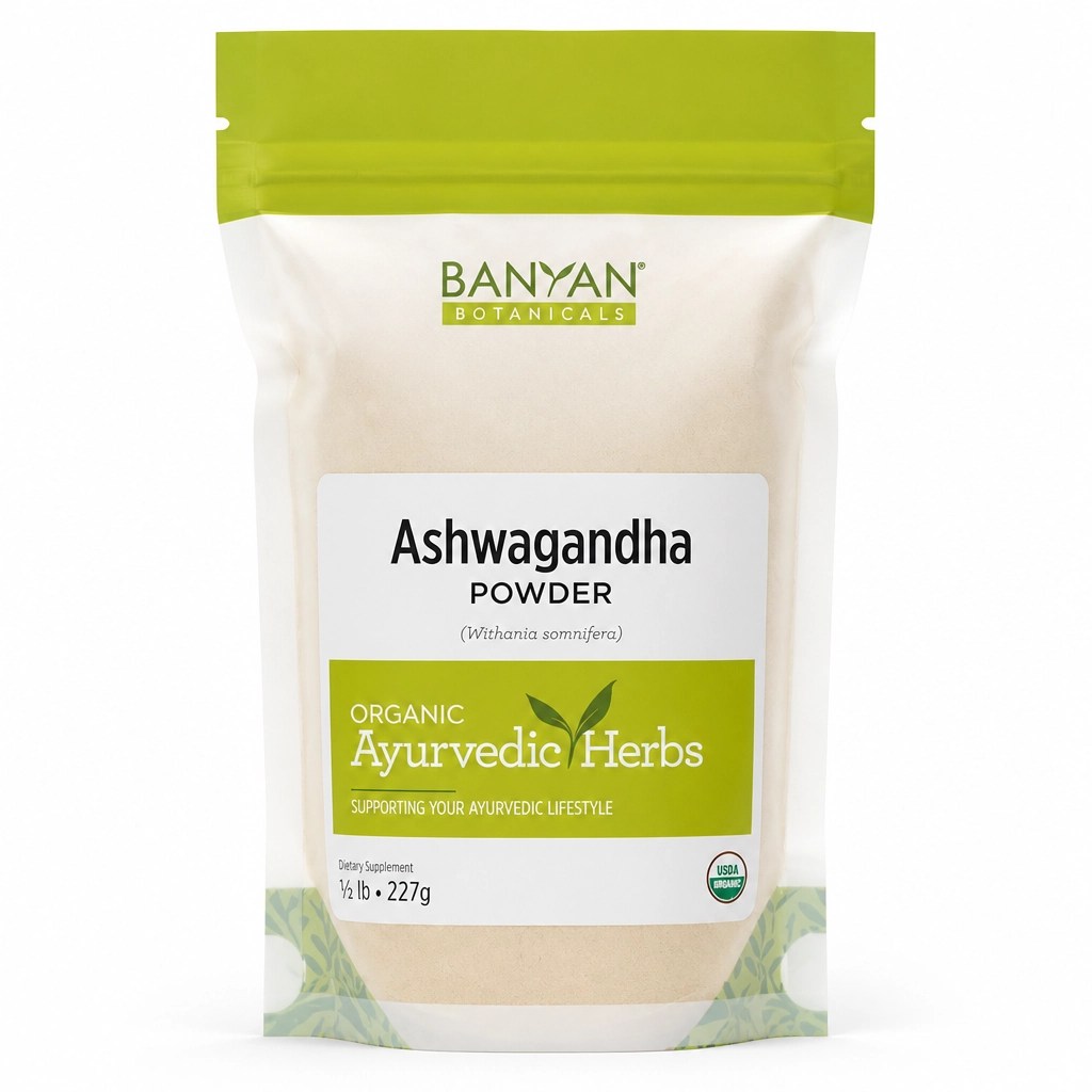 Empaque de Ashwagandha en polvo orgánica de Sanación Ayurveda