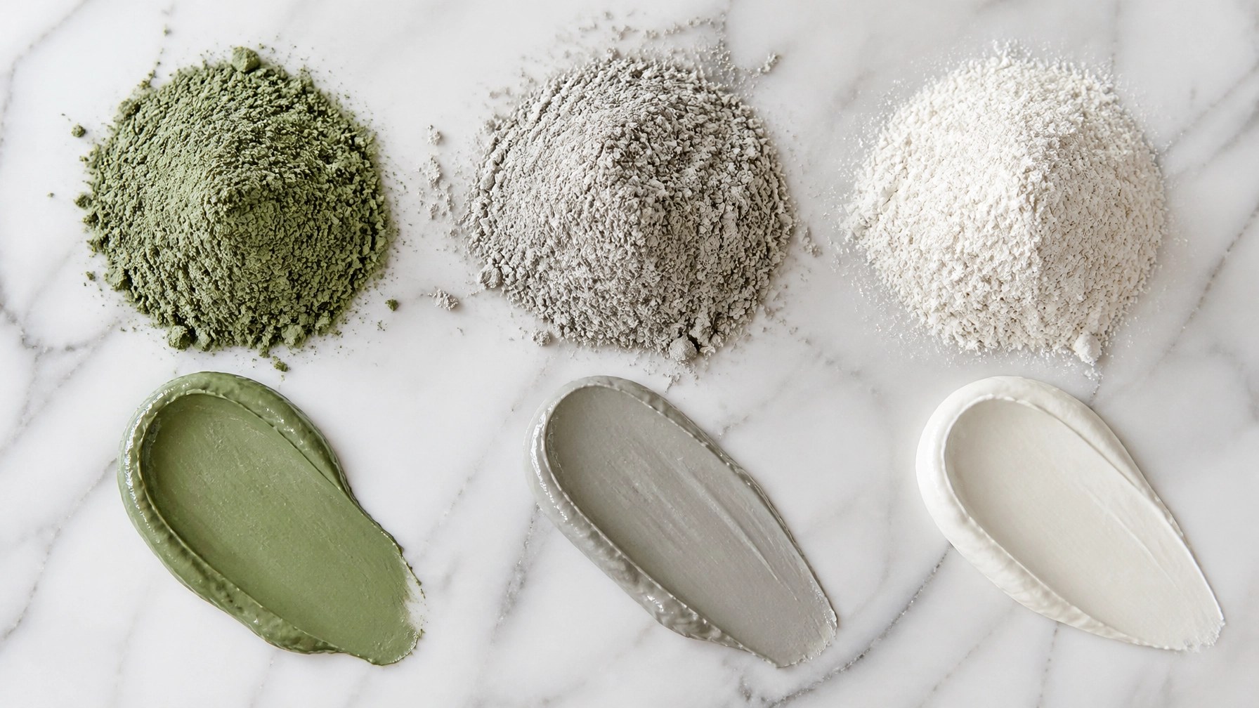 Comparison of French Green Clay, Bentonite, and Kaolin textures