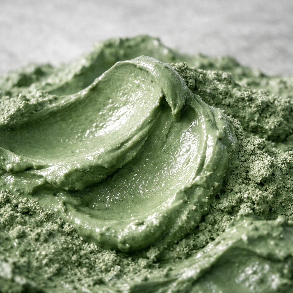 Pure French green clay texture highlighting the mineral-rich composition used for reducing chronic muscle pain.